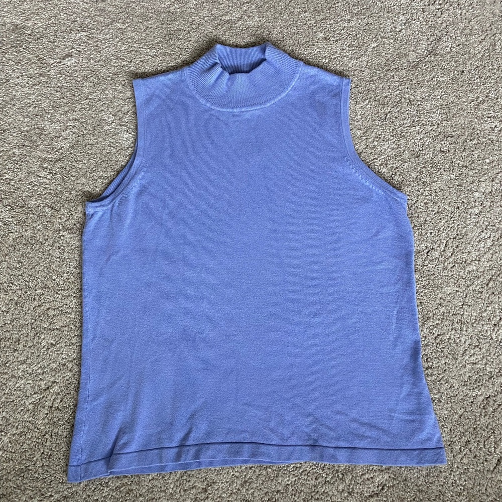 Croft & Barrow Turtle Neck Tank Top Periwinkle Size Medium